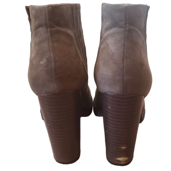 ZARA SUEDE STACK CHUNKY HEELED ANKLE BOOTS BOOTIES WOMENS SIZE 39 US SIZE 8 - Picture 9 of 12